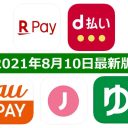 楽天ペイ・d払い・au PAY・ゆうちょPay・J-Coin Payキャンペーンまとめ【8月10日最新版】